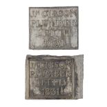 TWO LEAD TRADESMAN PLAQUES FROM YORK MINISTER EARLY 19TH CENTURY