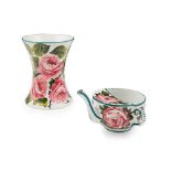 TWO PIECES OF WEMYSS WARE 'CABBAGE ROSES' PATTERN, CIRCA 1900