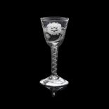 A LARGE 18TH CENTURY JACOBITE WINE GLASS