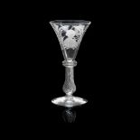 A LARGE LATE 18TH CENTURY JACOBITE PORTRAIT WINE GLASS