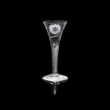 A FINE MID-18TH CENTURY JACOBITE ENGRAVED WINE GLASS