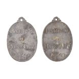 A MATCHED PAIR OF HUNTLY BEGGAR'S BADGES