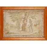 LATE GEORGIAN NEEDLEWORK PANEL OF ADAM AND EVE LATE 18TH/ EARLY 19TH CENTURY