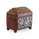 Y REGENCY TORTOISESHELL AND MOTHER-OF PEARL TEA CADDY EARLY 19TH CENTURY