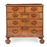 QUEEN ANNE OAK AND WALNUT CHEST OF DRAWERS EARLY 19TH CENTURY