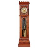 VICTORIAN CARVED OAK GOTHIC STYLE CHIMING LONGCASE CLOCK 19TH CENTURY