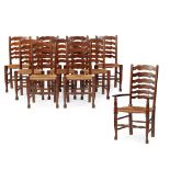 SET OF TEN LANCASHIRE LADDERBACK CHAIRS LATE 19TH CENTURY