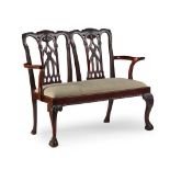 GEORGE III STYLE DOUBLE CHAIR BACK SETTEE, HAMPTON & SONS