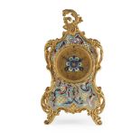 FRENCH GILT BRONZE AND CHAMPLEVÉ ENAMEL MANTEL CLOCK LATE 19TH CENTURY
