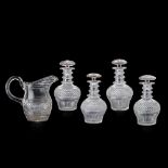 SET OF FOUR REGENCY CUT GLASS DECANTERS EARLY 19TH CENTURY