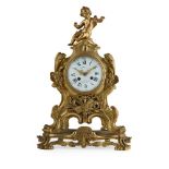 FRENCH ROCOCO REVIVAL GILT BRONZE MANTEL CLOCK BY BERNOUX, PARIS 19TH CENTURY