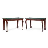 PAIR OF IRISH GEORGE II STYLE MAHOGANY MARBLE TOP SIDE TABLES 19TH CENTURY