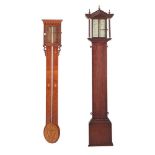 TWO GEORGIAN MAHOGANY STICK BAROMETERS LATE 18TH/ EARLY 19TH CENTURY