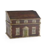 TROMPE L'OEIL PAINTED OAK WORK BOX 19TH CENTURY, LATER DECORATED