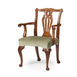 LATE GEORGE II WALNUT ARMCHAIR MID 18TH CENTURY