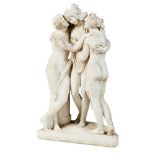 COMPOSITION STONE FIGURE GROUP, 'THE THREE GRACES' AFTER CANOVA MODERN