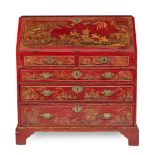 GEORGE III RED JAPANNED BUREAU 18TH CENTURY