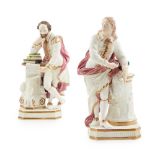 PAIR OF DERBY FIGURES OF WILLIAM SHAKESPEARE AND JOHN MILTON CIRCA 1830