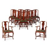 SET OF TWELVE QUEEN ANNE STYLE MAHOGANY DINING CHAIRS LATE 19TH/ EARLY 20TH CENTURY