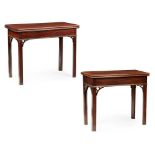 MATCHED PAIR OF GEORGE III MAHOGANY CARD TABLES MID 18TH CENTURY