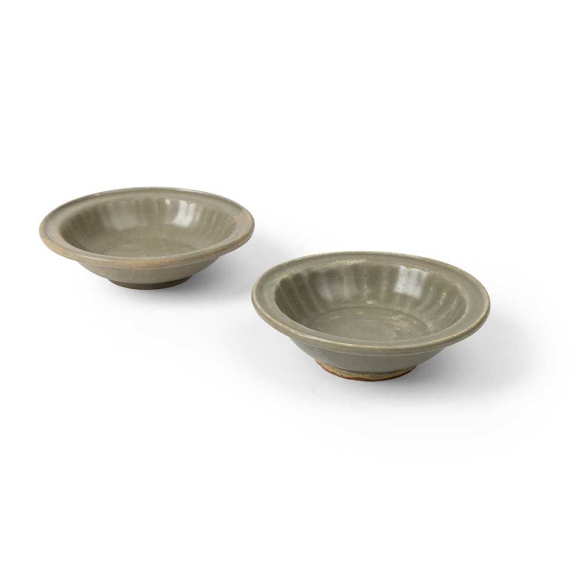 TWO LONGQUAN CELADON 'CHRYSANTHEMUM' DISHES SOUTHERN SONG DYNASTY