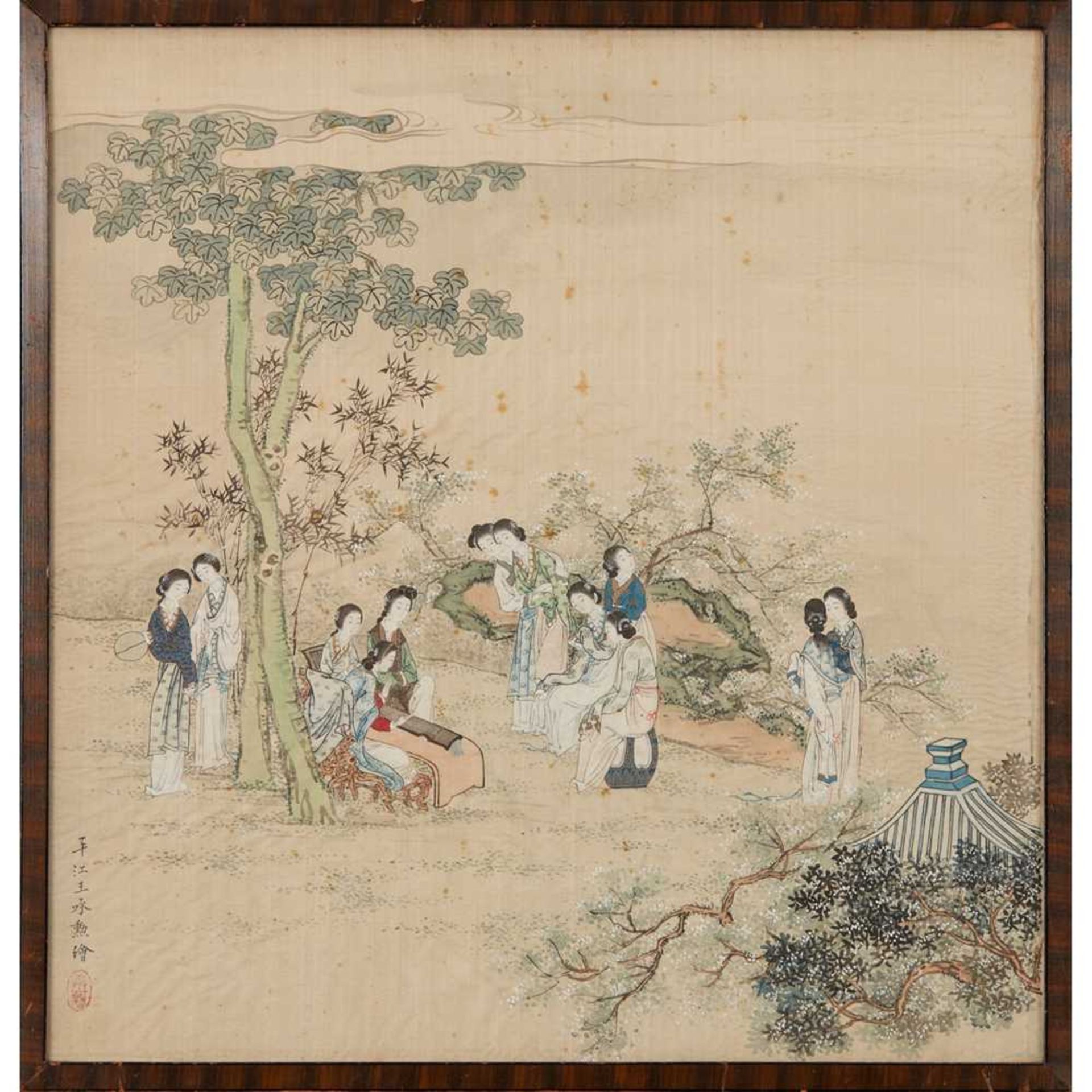 WANG CHENGXUN (19TH-20TH CENTURY) TWO INK AND COLOUR ON SILK - Image 4 of 6