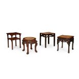 [A PRIVATE SCOTTISH COLLECTION, MORAY] GROUP OF FOUR HARDWOOD WITH MARBLE INLAID JARDINIÈRE STANDS L