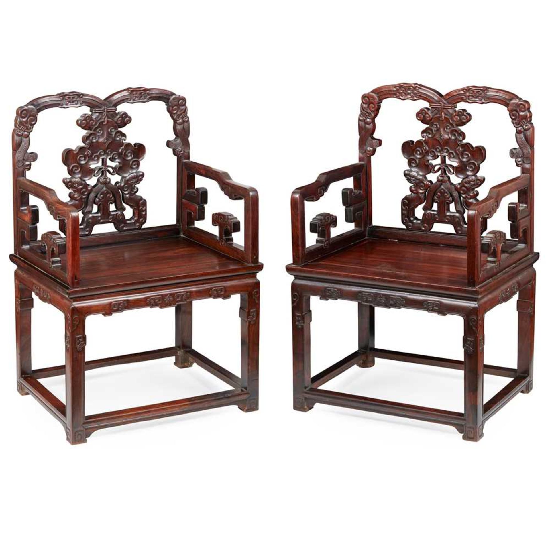 PAIR OF HONGMU ARMCHAIRS QING DYNASTY, 19TH CENTURY