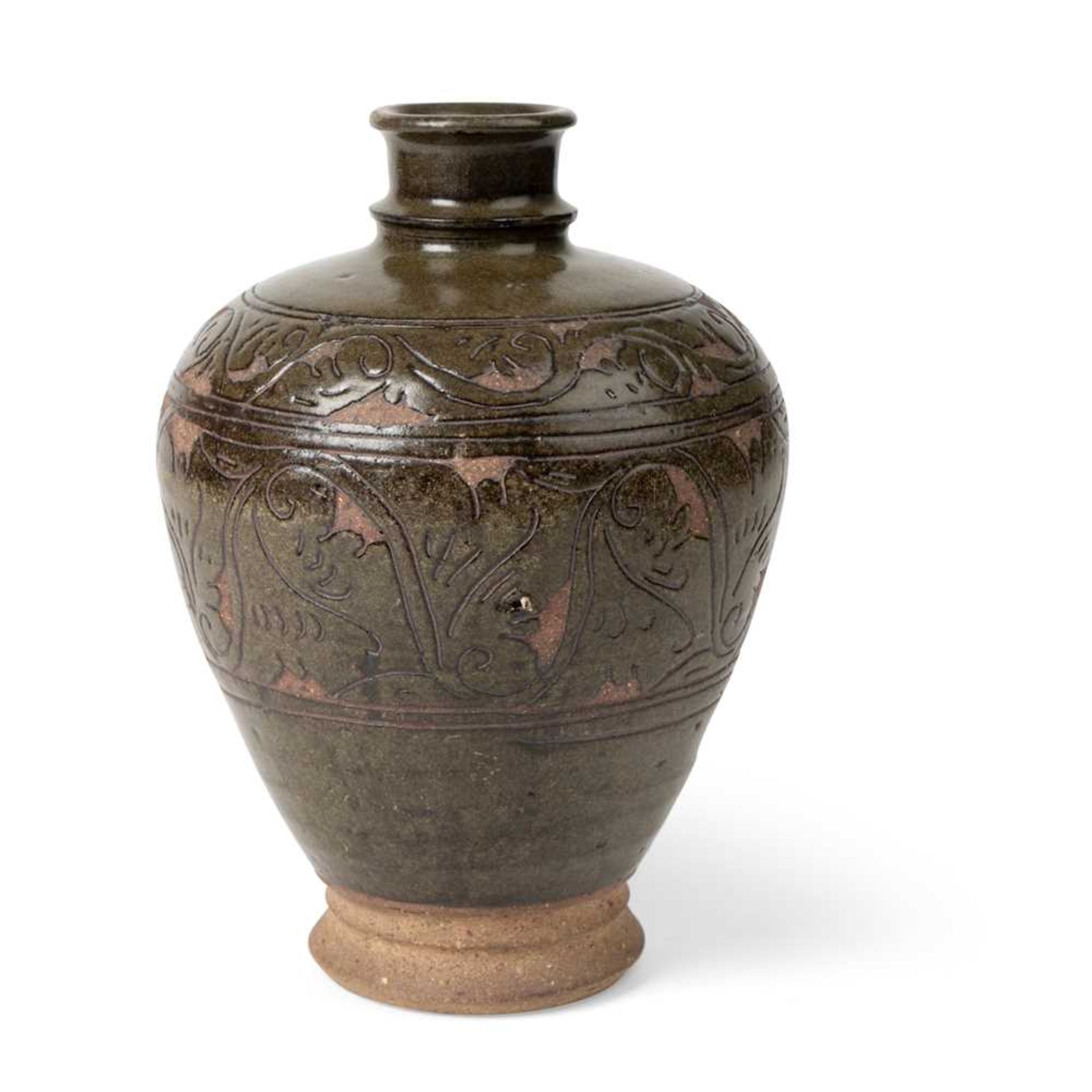 CIZHOU TEADUST-GLAZED SGRAFFIATO 'FLORAL' MEIPING VASE JIN TO YUAN DYNASTY, 13TH CENTURY - Image 2 of 3