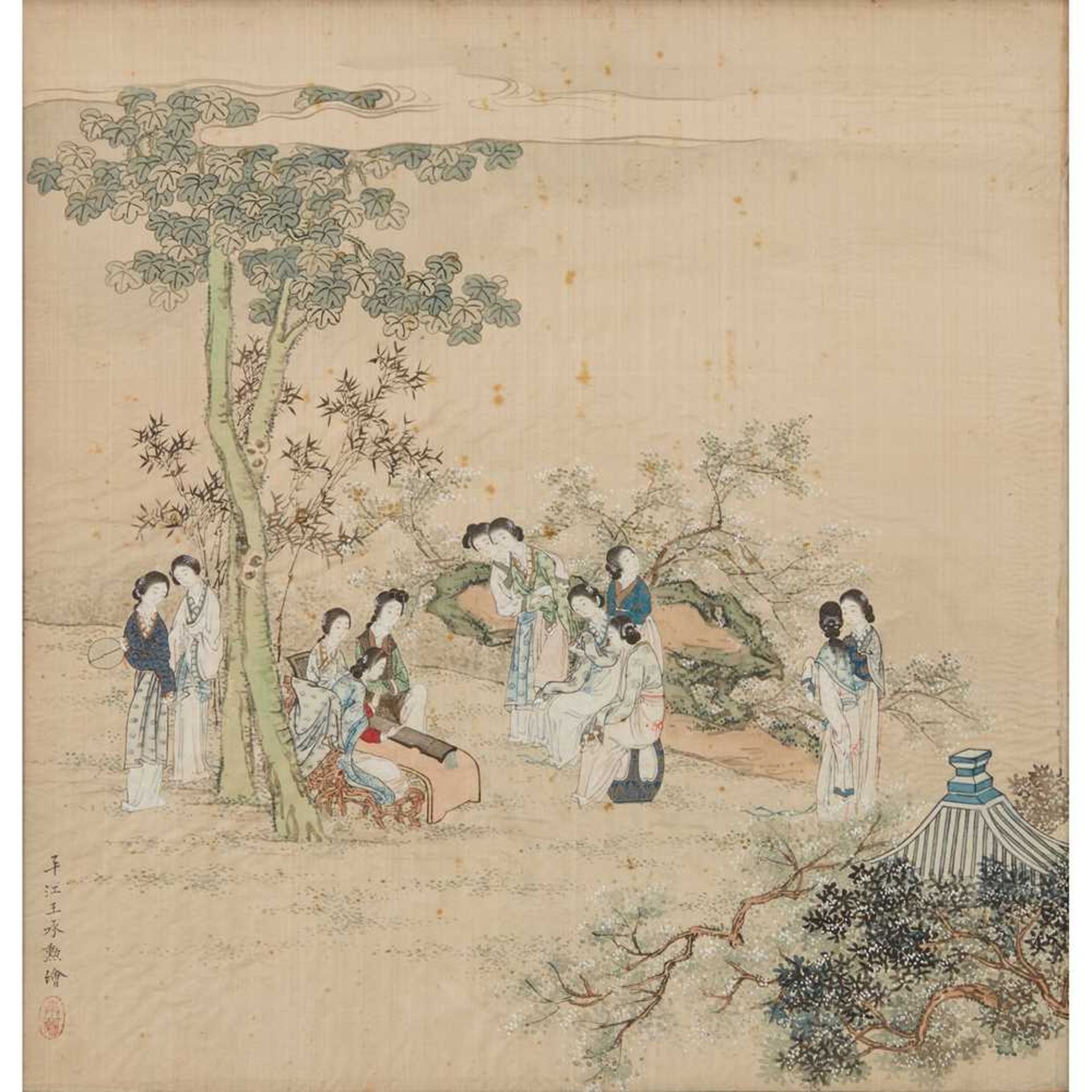 WANG CHENGXUN (19TH-20TH CENTURY) TWO INK AND COLOUR ON SILK - Image 5 of 6