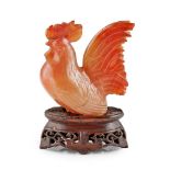 AGATE CARVED COCKEREL 20TH CENTURY
