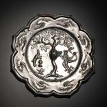 BRONZE MIRROR WITH MOON GODDESS AND RABBIT TANG DYNASTY OR LATER
