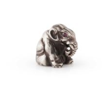 A Russian miniature gem set silver elephant