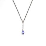 A Tanzanite and diamond pendant necklace