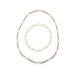 Two cultured pearl neck chains