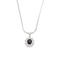 A sapphire and diamond pendant necklace