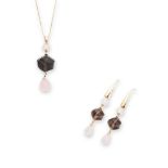 A quartz pendant and matching earrings