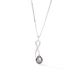 A cultured pearl and diamond pendant