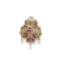 A 19th century Renaissance revival gem-set brooch/pendant