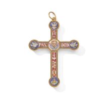 An Italian micromosaic cross pendant, circa 1870