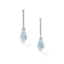 A pair of aquamarine and diamond earrings