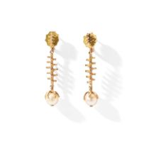 A pair of cultured pearl earrings, 1970s