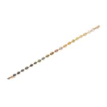 A coloured sapphire line bracelet