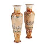 HANNAH BARLOW (1851-1916) FOR DOULTON & CO., LAMBETH PAIR OF VASES, CIRCA 1880