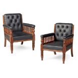 ALFRED WATERHOUSE (1830-1905) PAIR OF LIBRARY ARMCHAIRS, CIRCA 1875