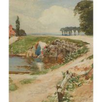 TOM SCOTT R.S.A. (SCOTTISH 1854-1927) COLLECTING WATER