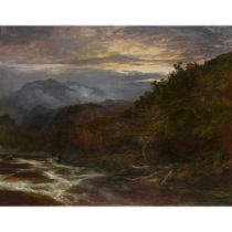 SAM BOUGH R.S.A, R.S.W. (SCOTTISH 1822-1878) A MOUNTAIN STREAM BY MOONLIGHT