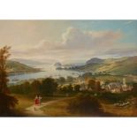 THOMAS DUDGEON (SCOTTISH FL.1831-1878) A PANORAMIC VIEW: THE CLYDE, DUMBARTON ROCK IN THE DISTANCE