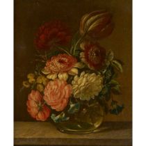 19TH CENTURY DUTCH SCHOOL FLOWERS IN A GLASS VASE