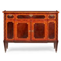 DUTCH NEOCLASSICAL MAHOGANY AND SATINWOOD COMMODE EARLY 19TH CENTURY
